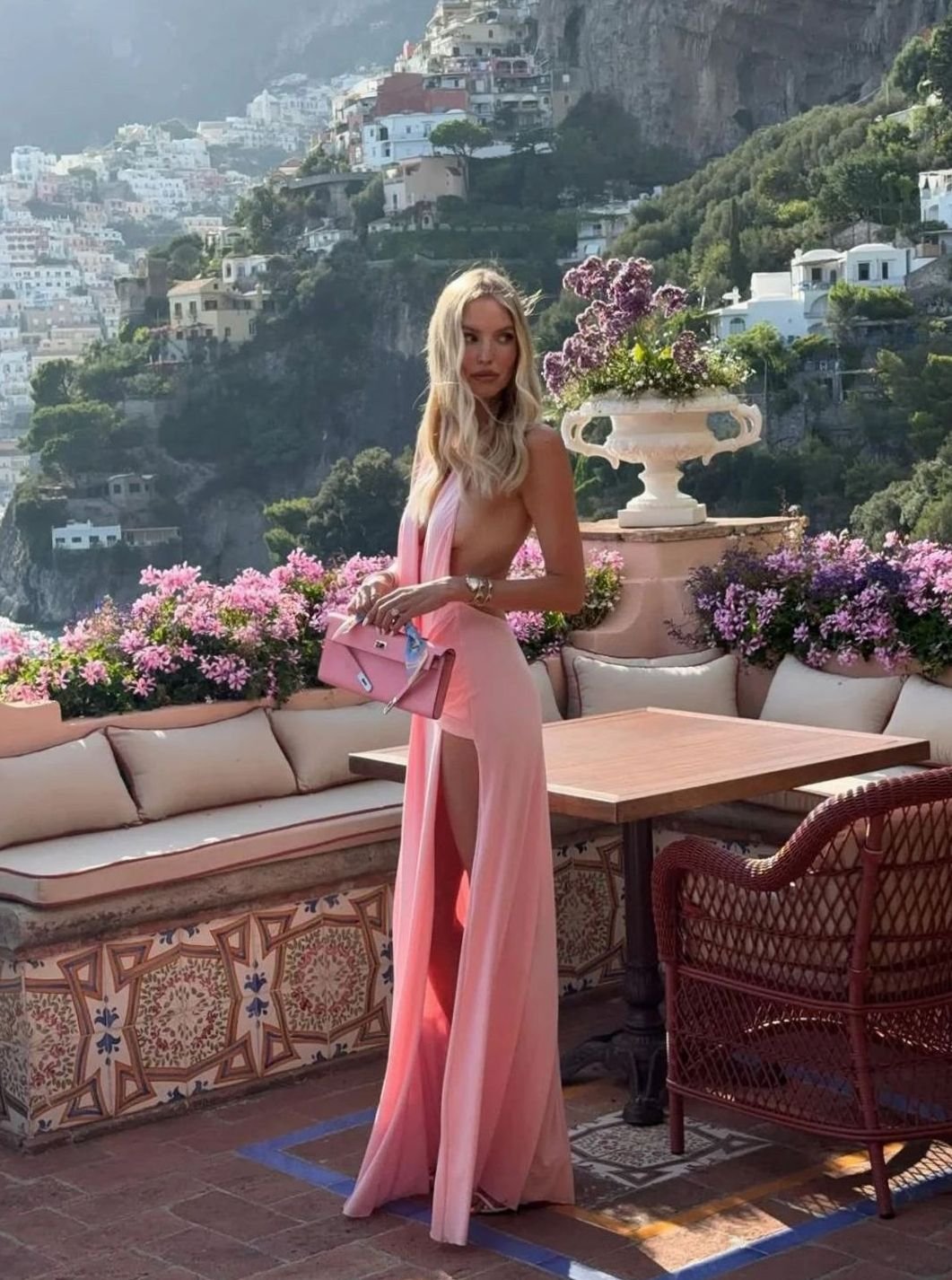 Women's Backless Halter-Neck Maxi Dress High-Slit