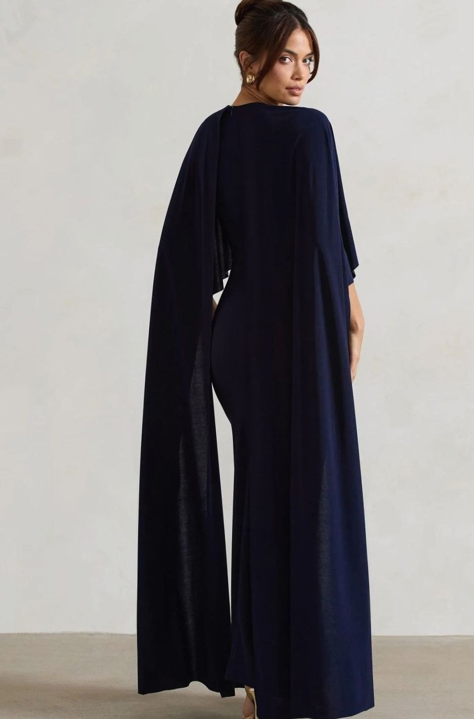 Women's Bodycon Cape-Sleeve Stretch Jersey Maxi Dress