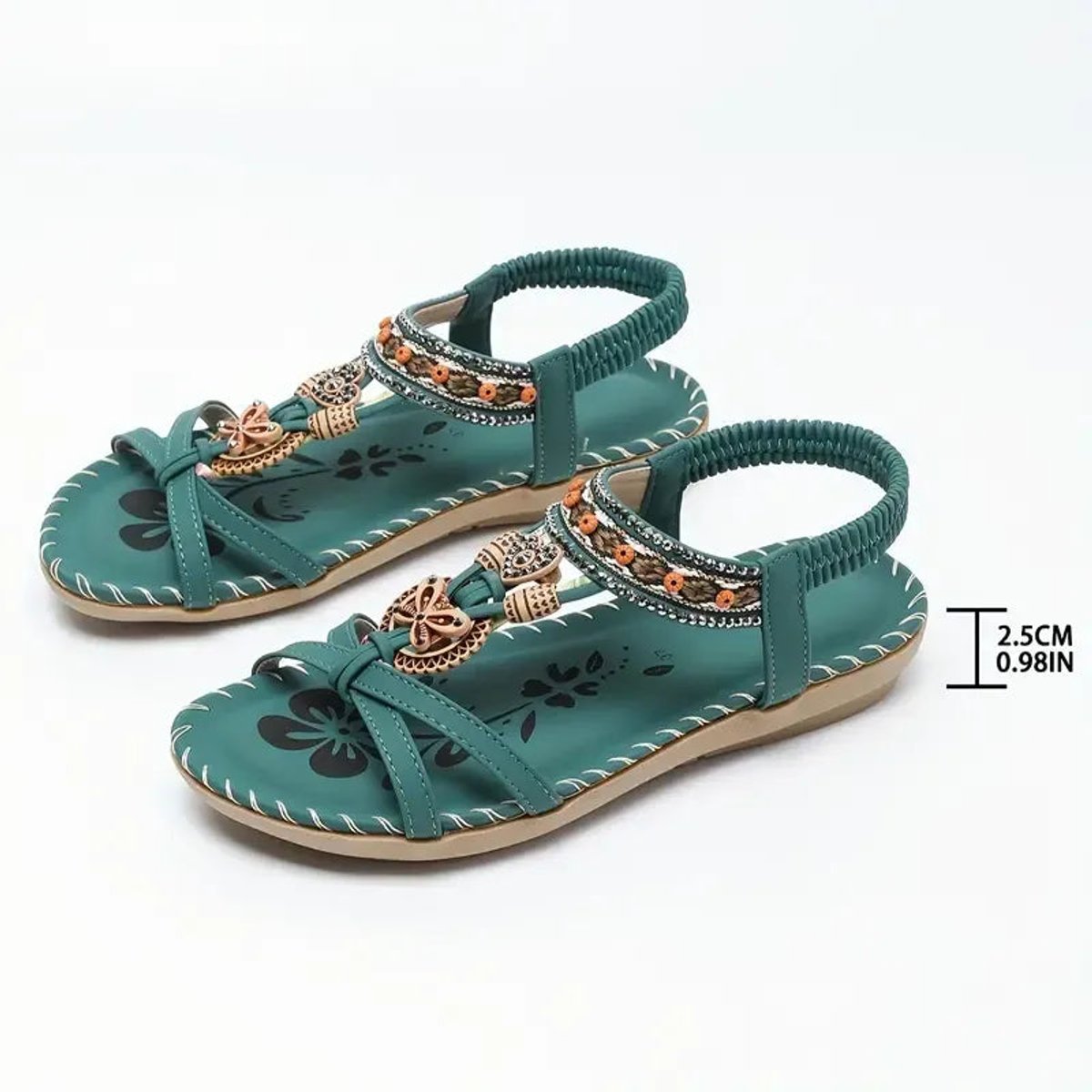 Women's Bohemian Beaded Flat Comfort Sandals Braided Strap