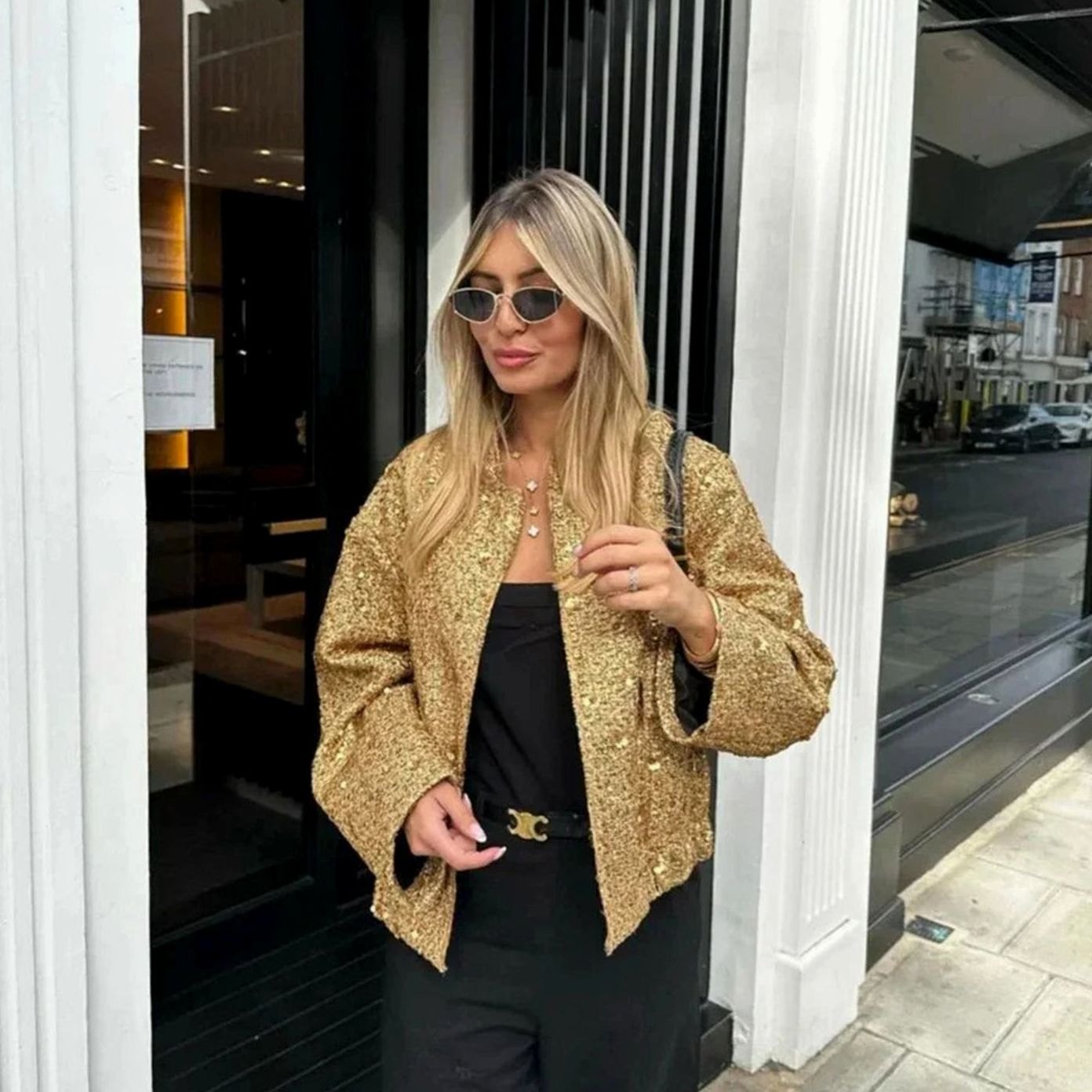 Women's City Chic Sequin Tweed Blazer Jacket