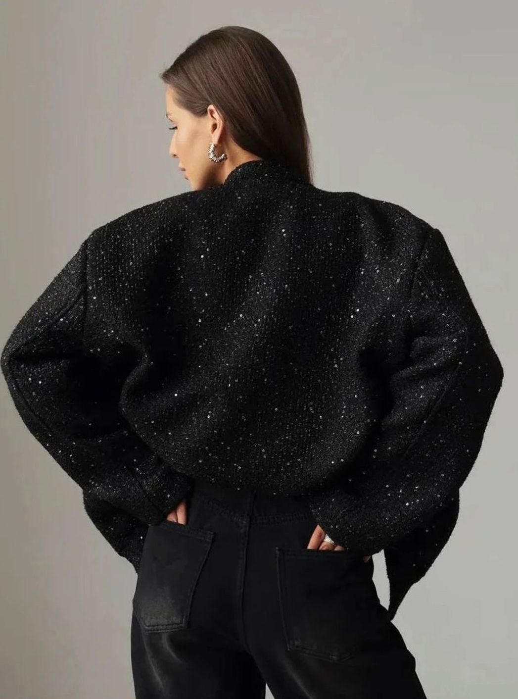 Women's City Chic Sequin Tweed Blazer Jacket