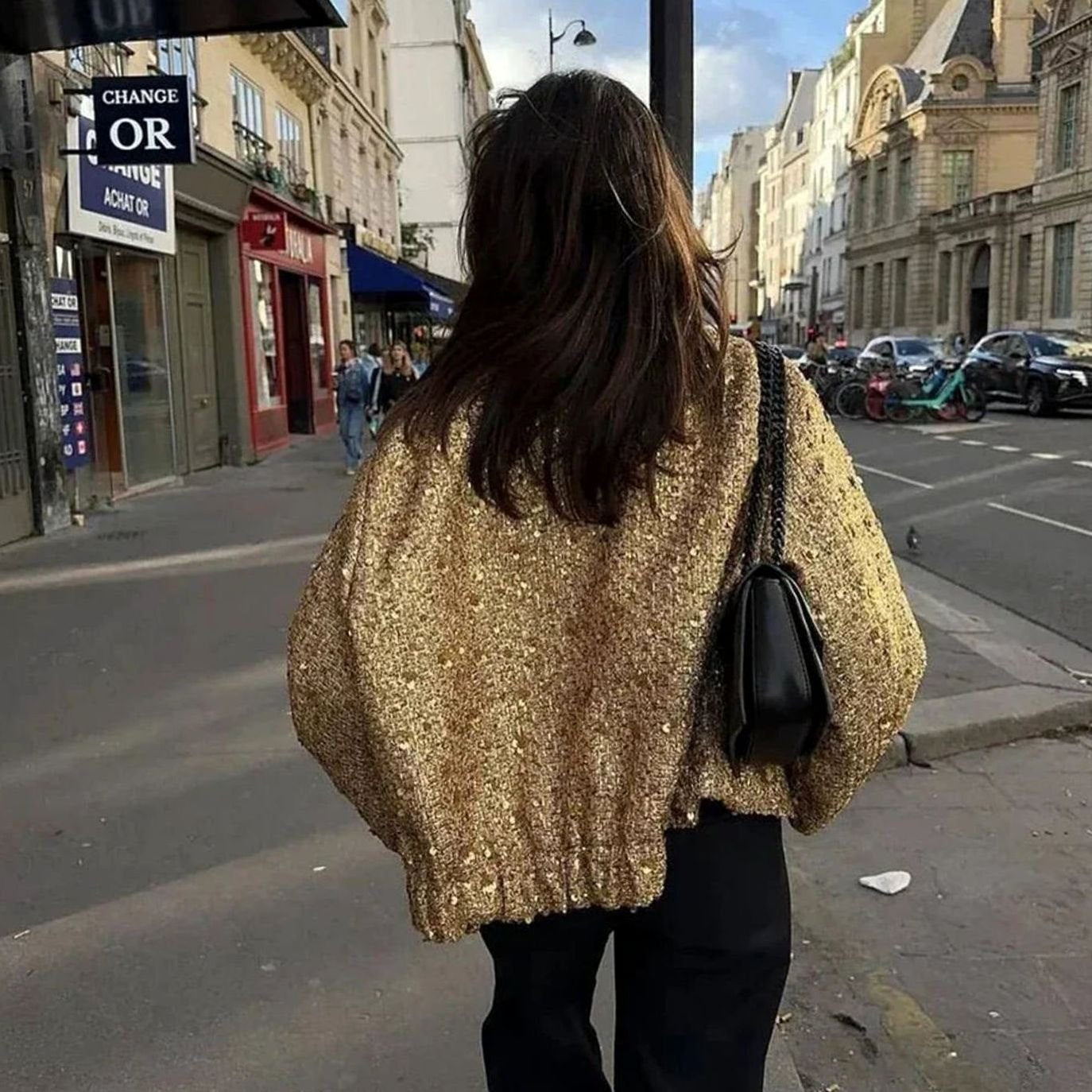 Women's City Chic Sequin Tweed Blazer Jacket