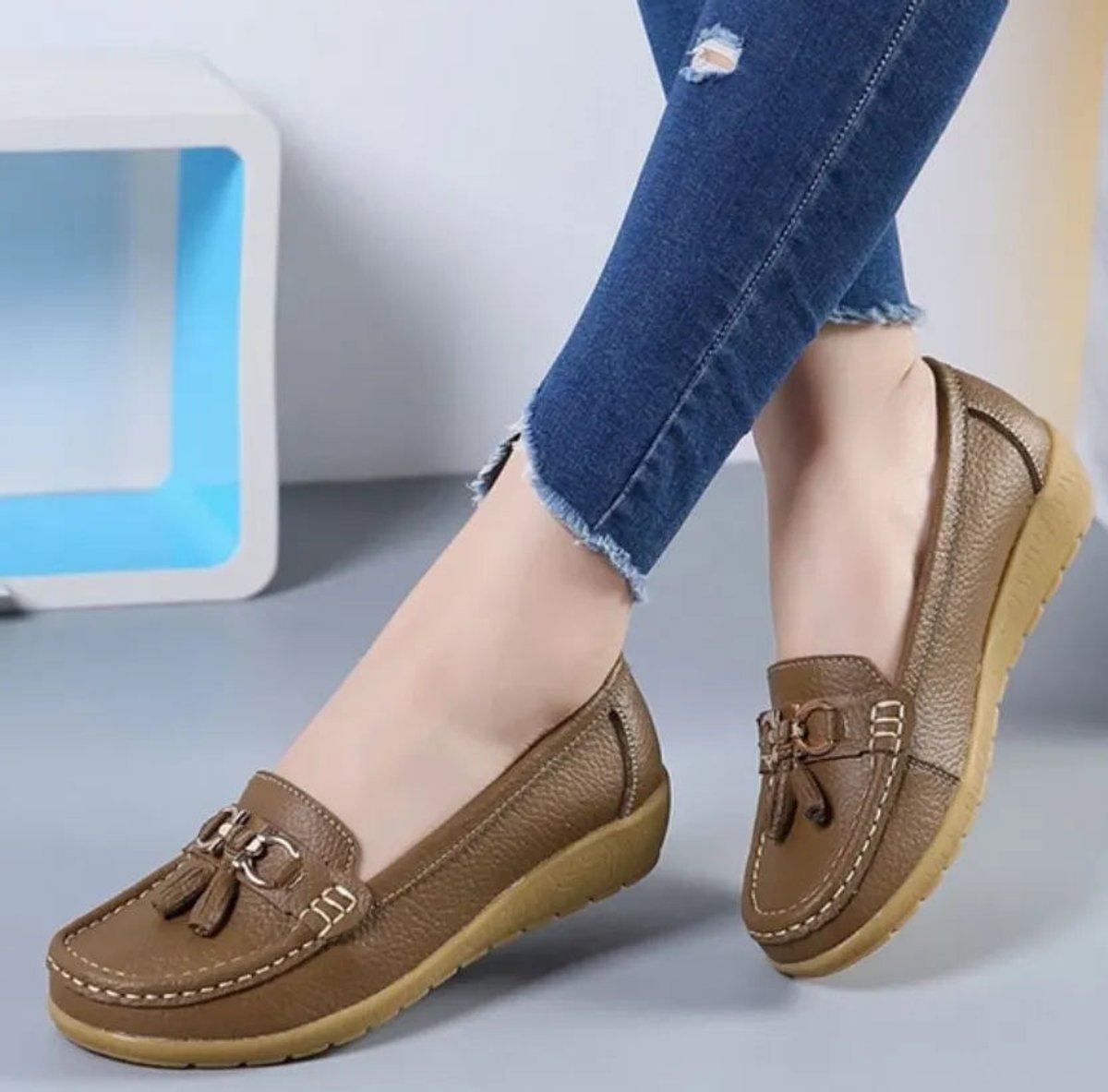 Women's Comfort Tassel Loafers Cushioned Wedge Slip-On Flats