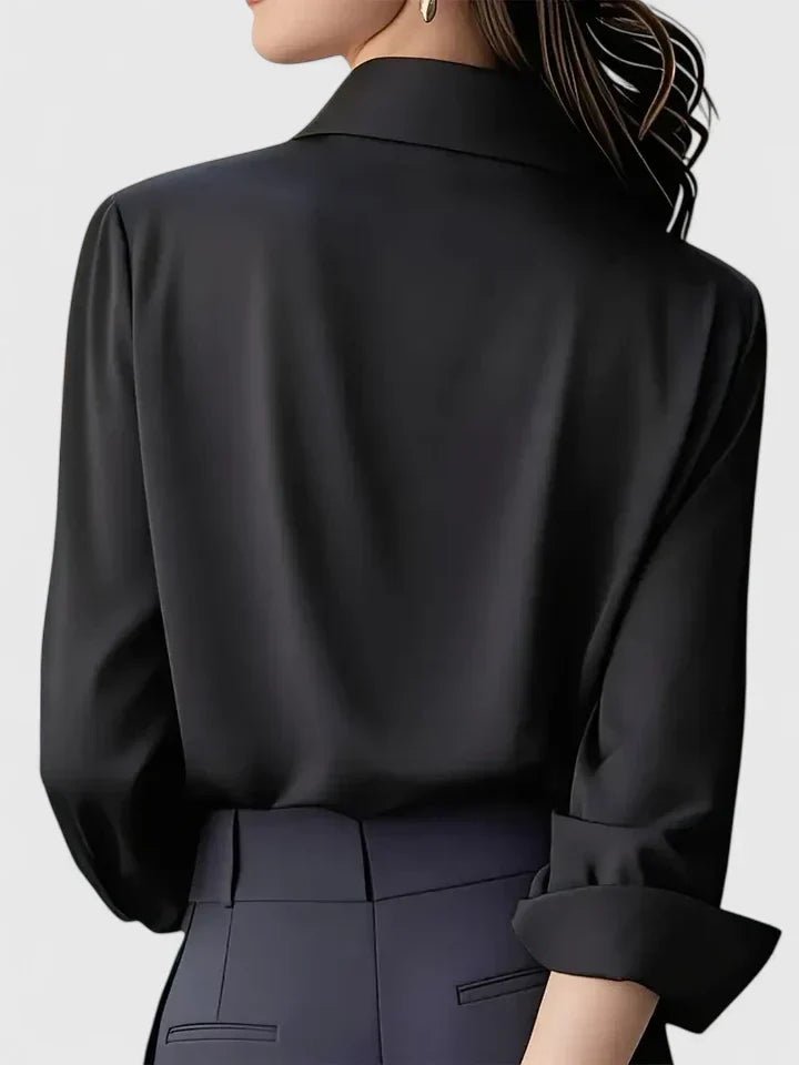 Women's Concealed-Placket Satin Long-Sleeve Button-Down Shirt