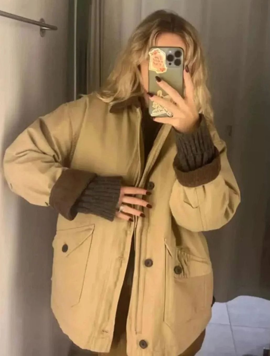 Women's Corduroy-Collar Mid-Season Relaxed Jacket