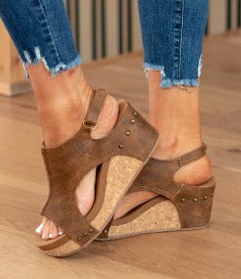 Women's Cork Wedge Open-Toe Comfort Sandals Adjustable Ankle Strap