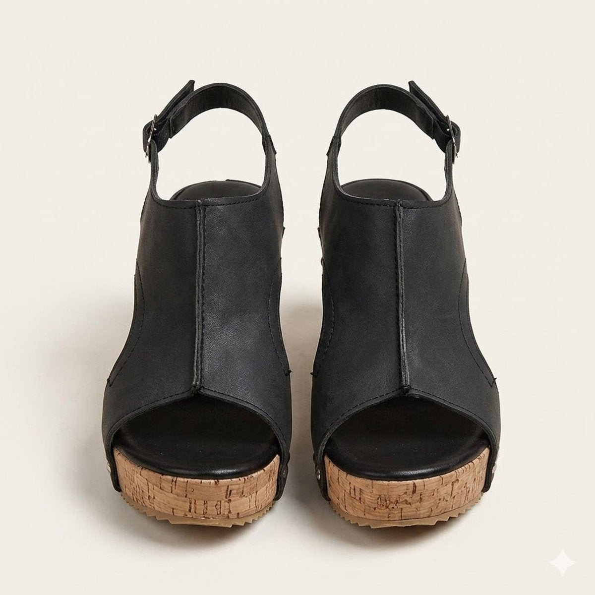 Women's Cork Wedge Open-Toe Comfort Sandals Adjustable Ankle Strap