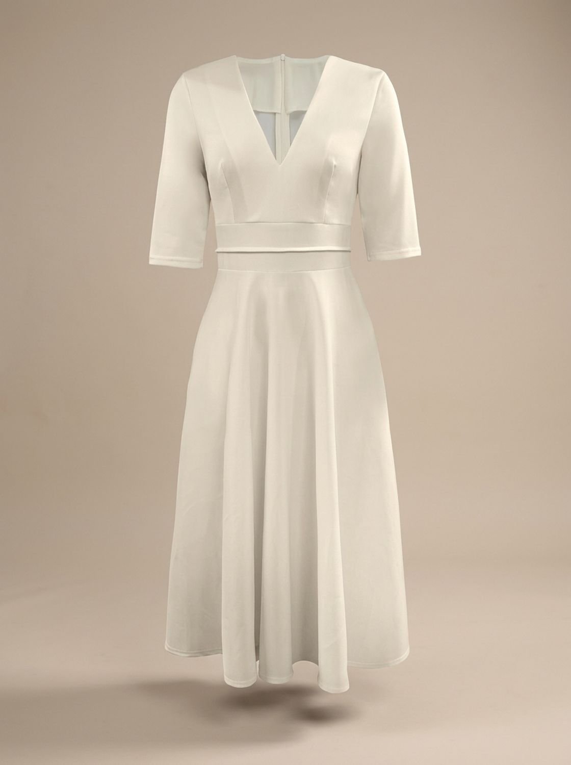 Women's Deep V-Neck A-Line Midi Cocktail Dress