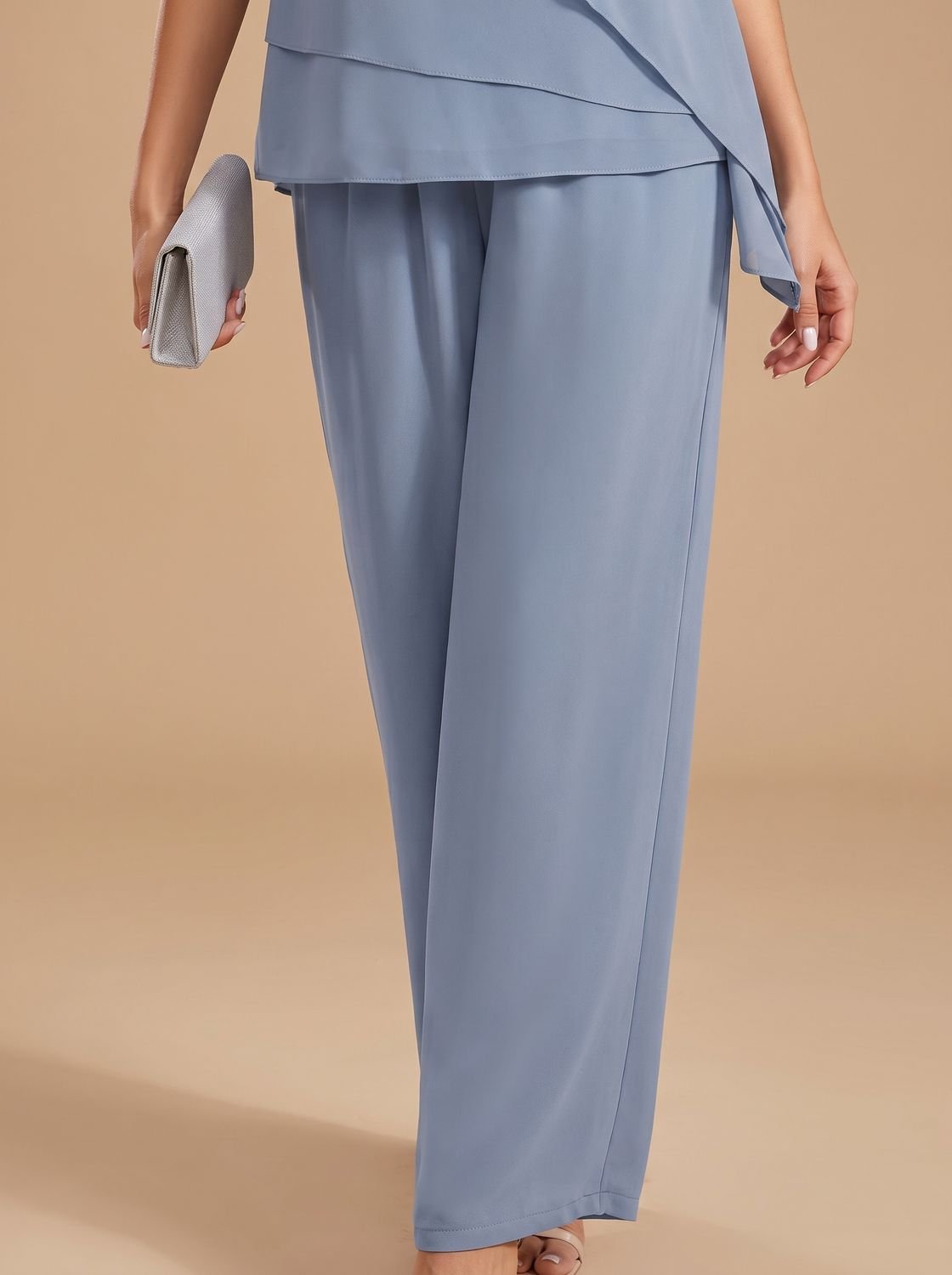 Women's Elegant Layered Chiffon Two-Piece Pants Set