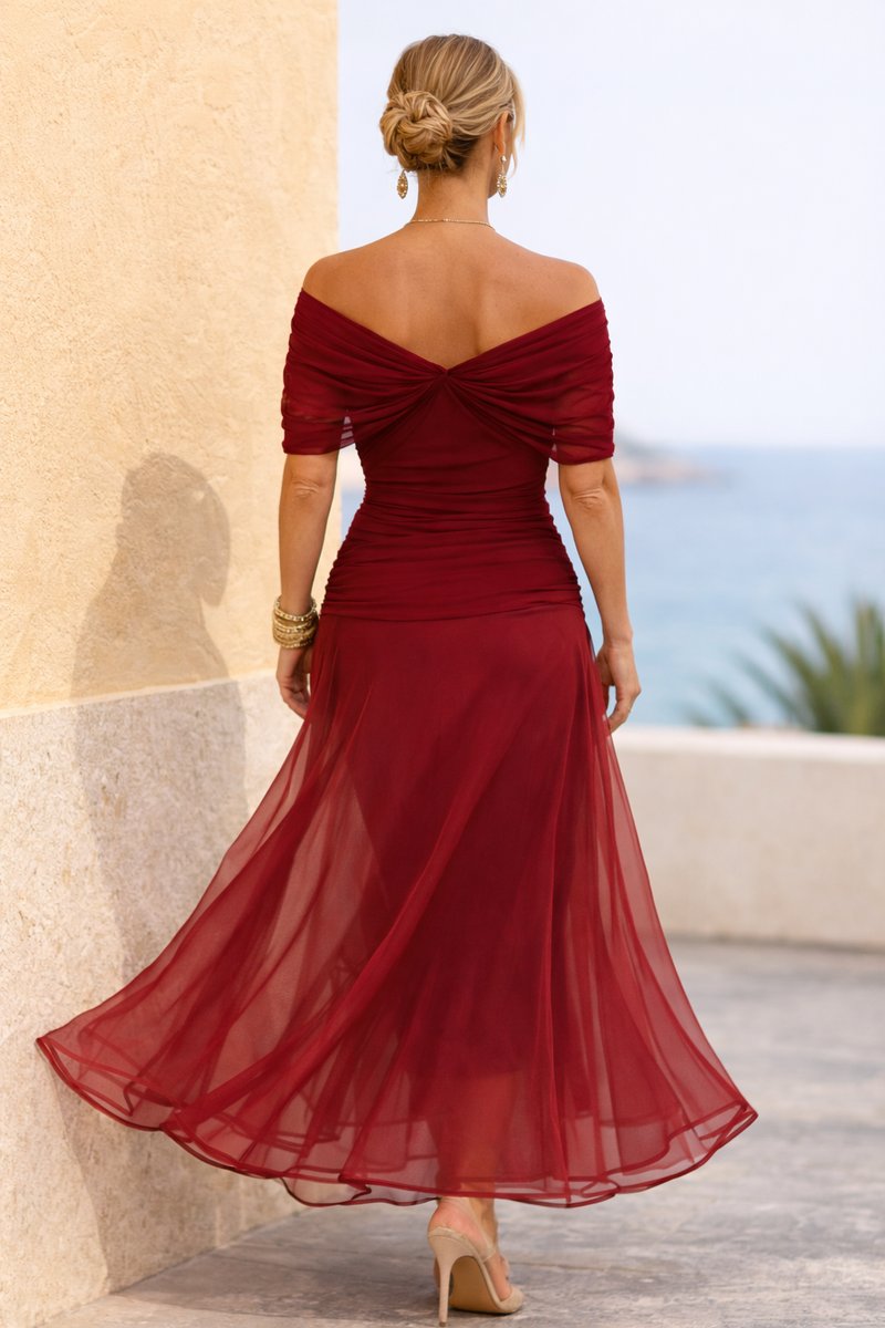 Women's Elegant V-Neck Chiffon Maxi Summer Dress