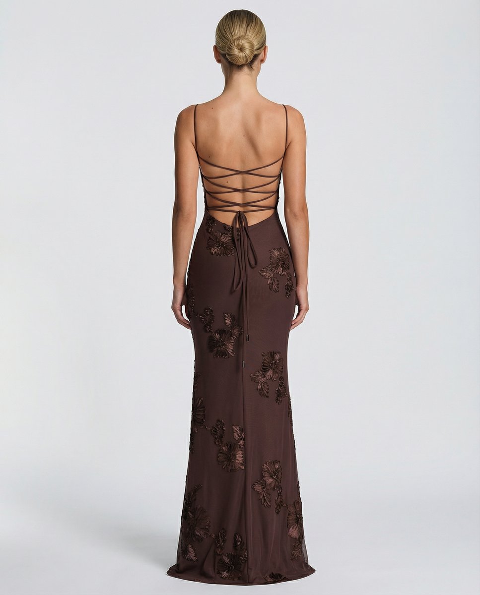Women's Embroidered Mermaid Maxi Summer Dress Corset Formal Gown