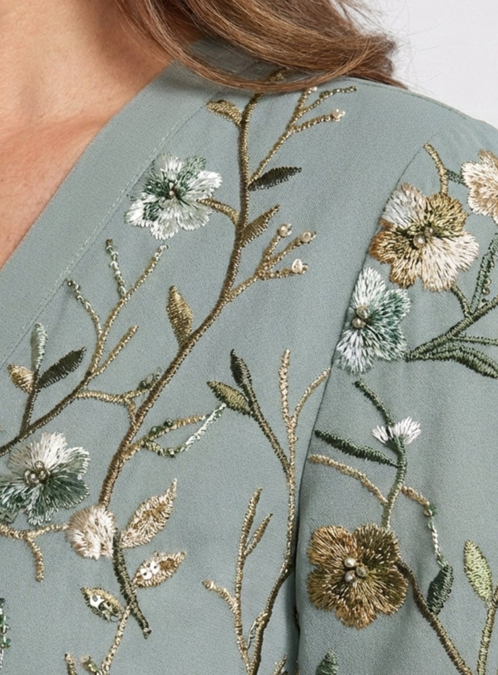 Women's Floral Embroidered V-Neck Maxi Spring Dress