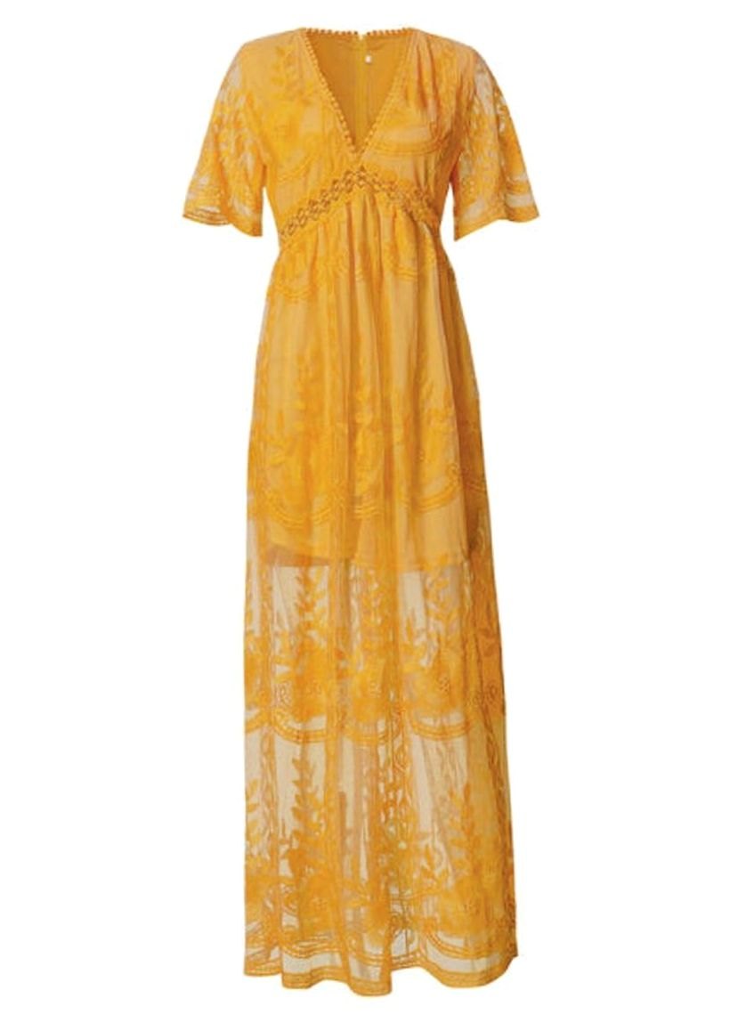 Women's Floral Lace V-Neck Maxi Sundress