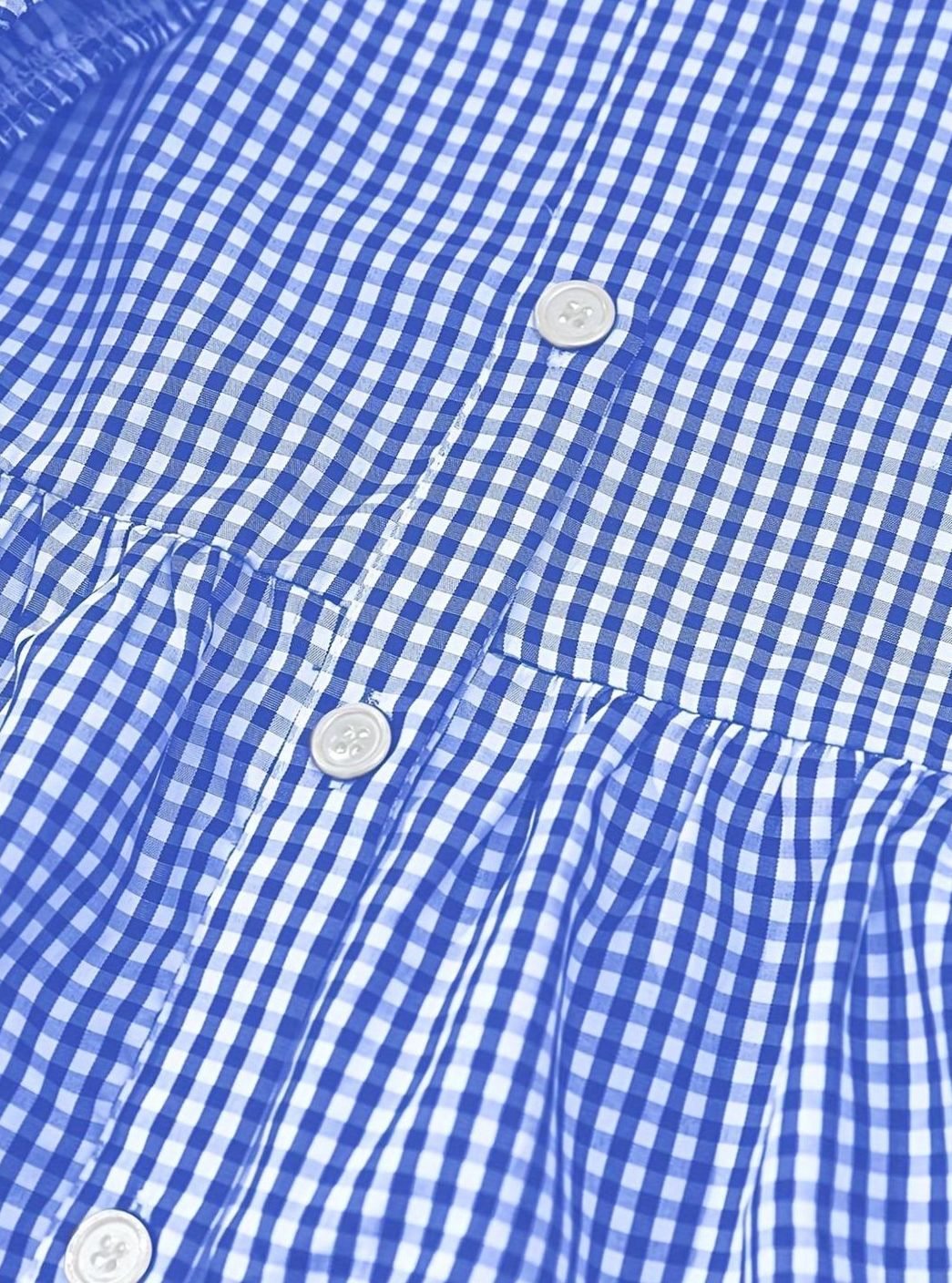Women's Gingham Button-Down Tiered Mini Dress 3/4 Puff Sleeve