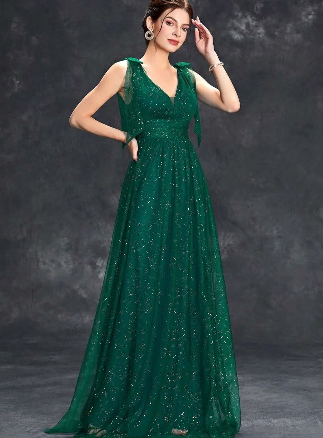 Women's Glitter Sequin V-Neck Sleeveless Floor-Length Formal Gown II