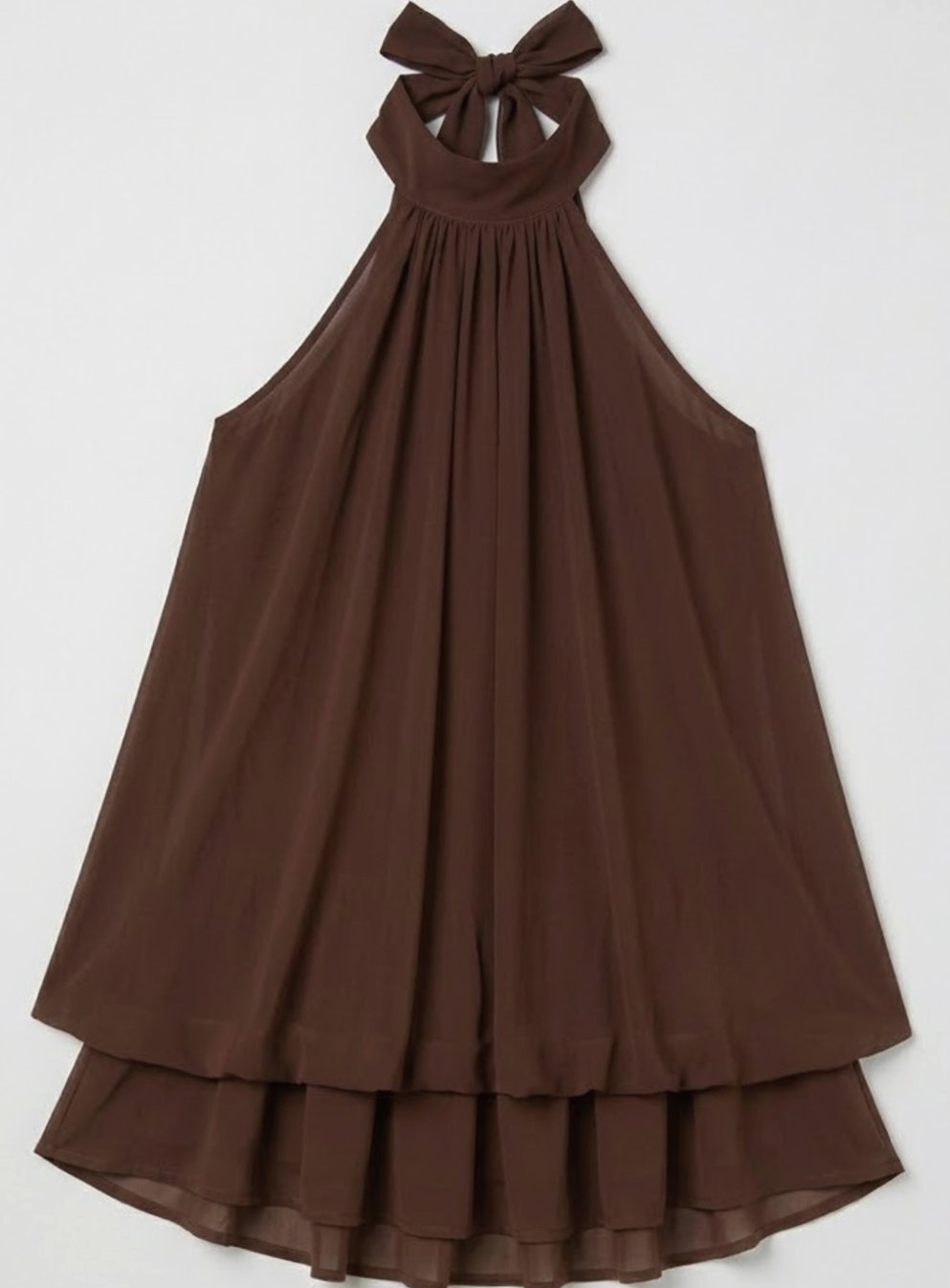 Women's Halter-Neck Tiered Ruffle Chiffon Mini Dress