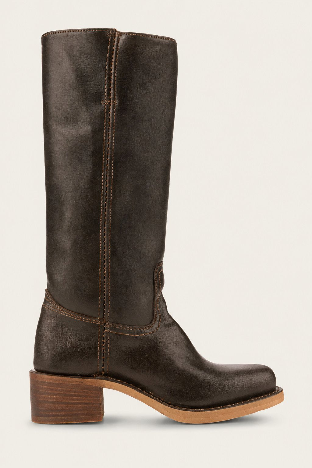 Women's Knee-High Slim-Fit Leather-Look Stacked-Heel Boots