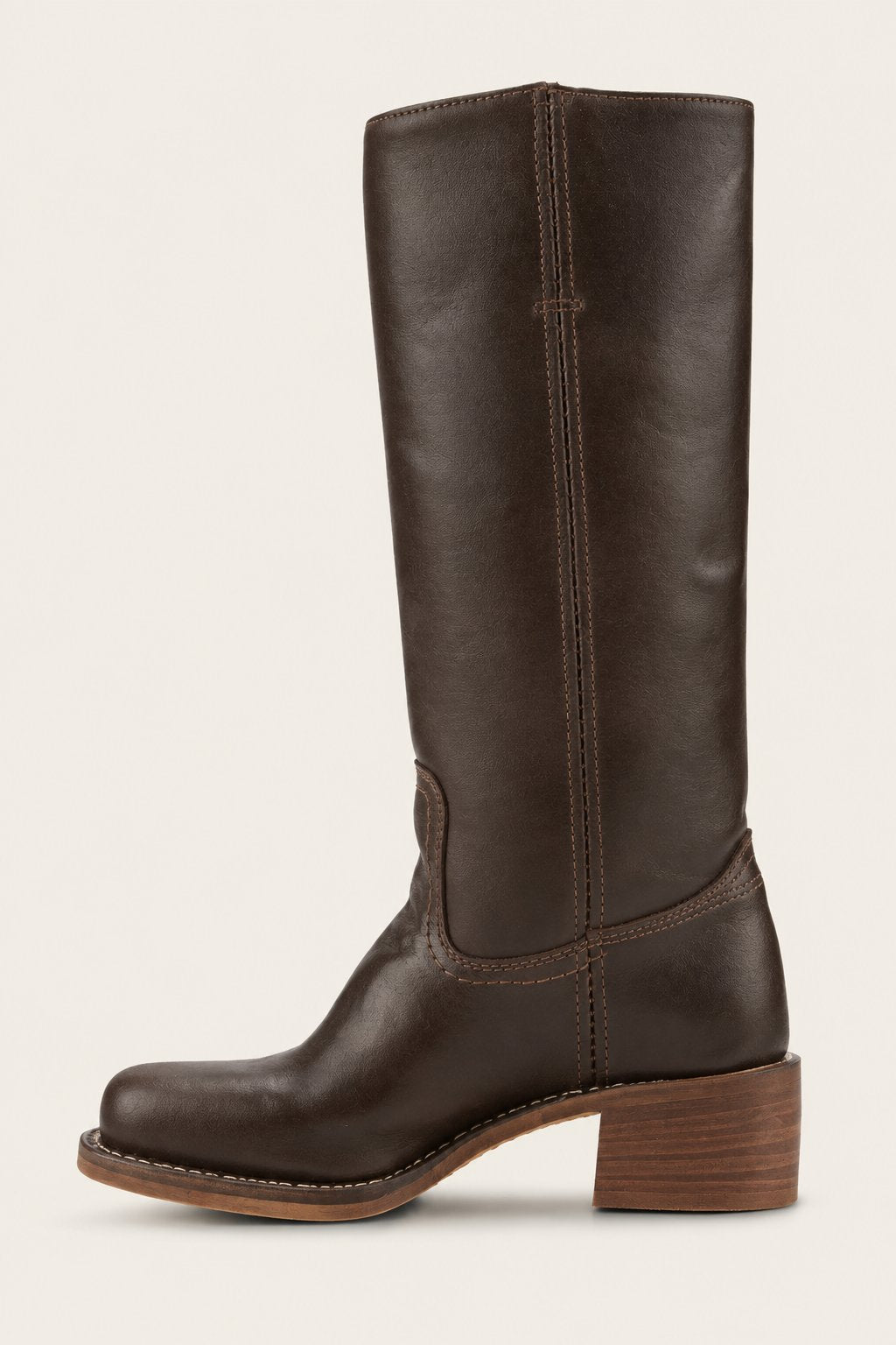 Women's Knee-High Slim-Fit Leather-Look Stacked-Heel Boots