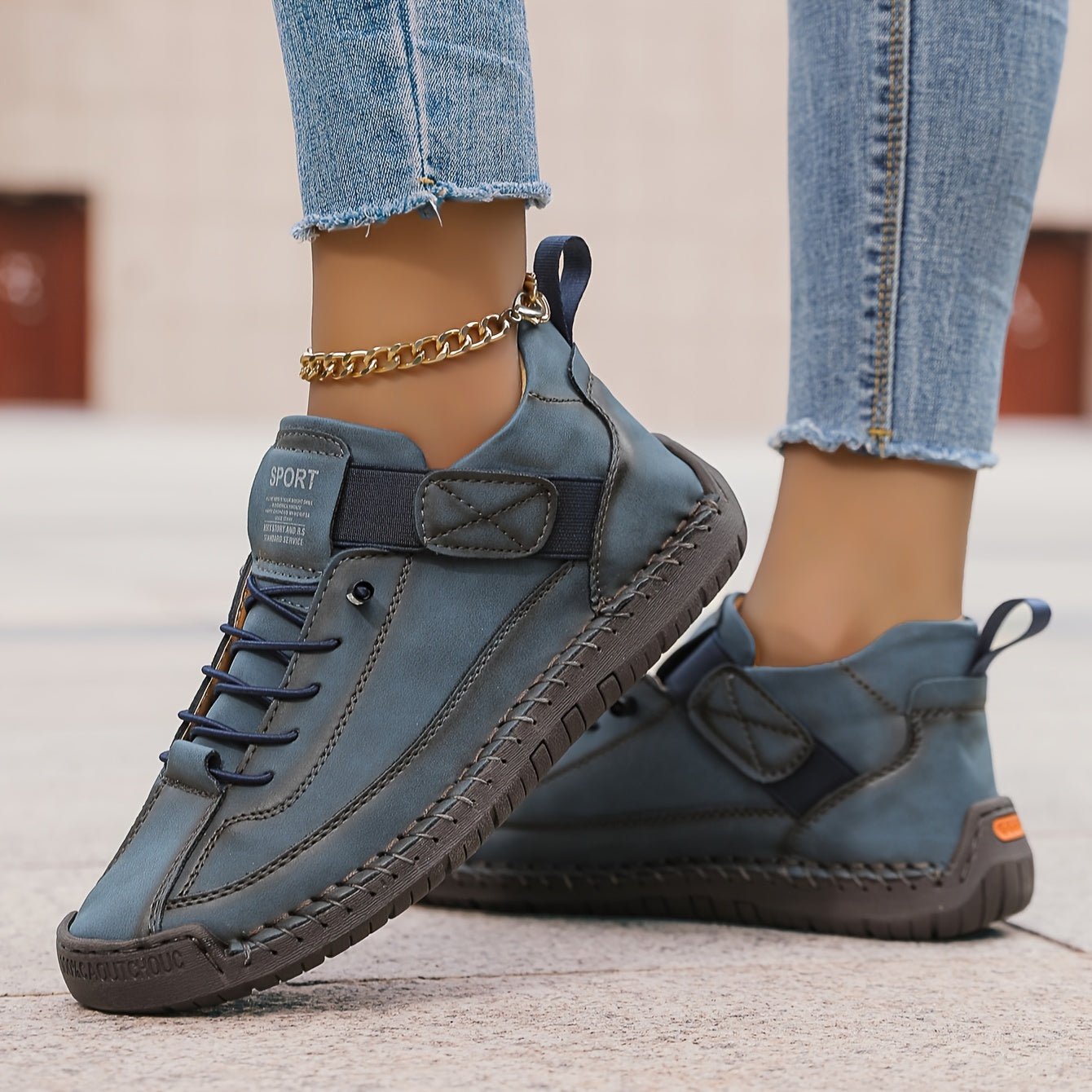 Women's Lace-Up Ankle Boots Casual - Navy Blue