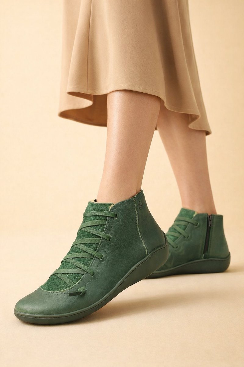 Women's Lace-Up Ankle Comfort Sneakers Side-Zip PU Leather Boots