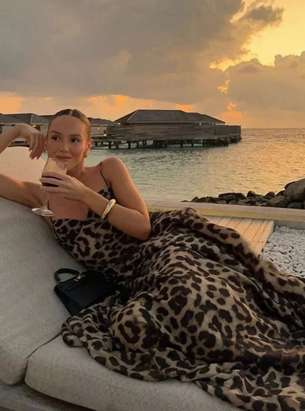 Women's Leopard Print Maxi Dress Spaghetti Strap Flowy