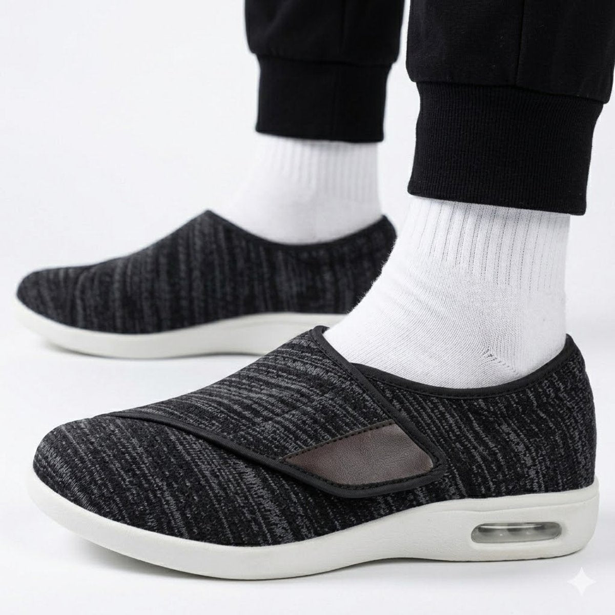 Women's Lightweight Knit Slip-On Comfort Sneakers Air Cushion Sole - Grey