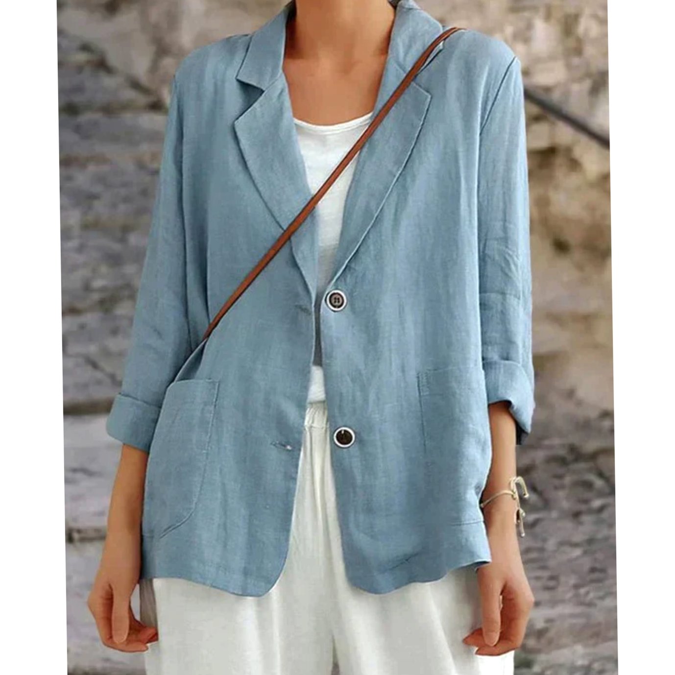 Women's Lightweight Linen-Look Two-Button Tailored Blazer - Blue