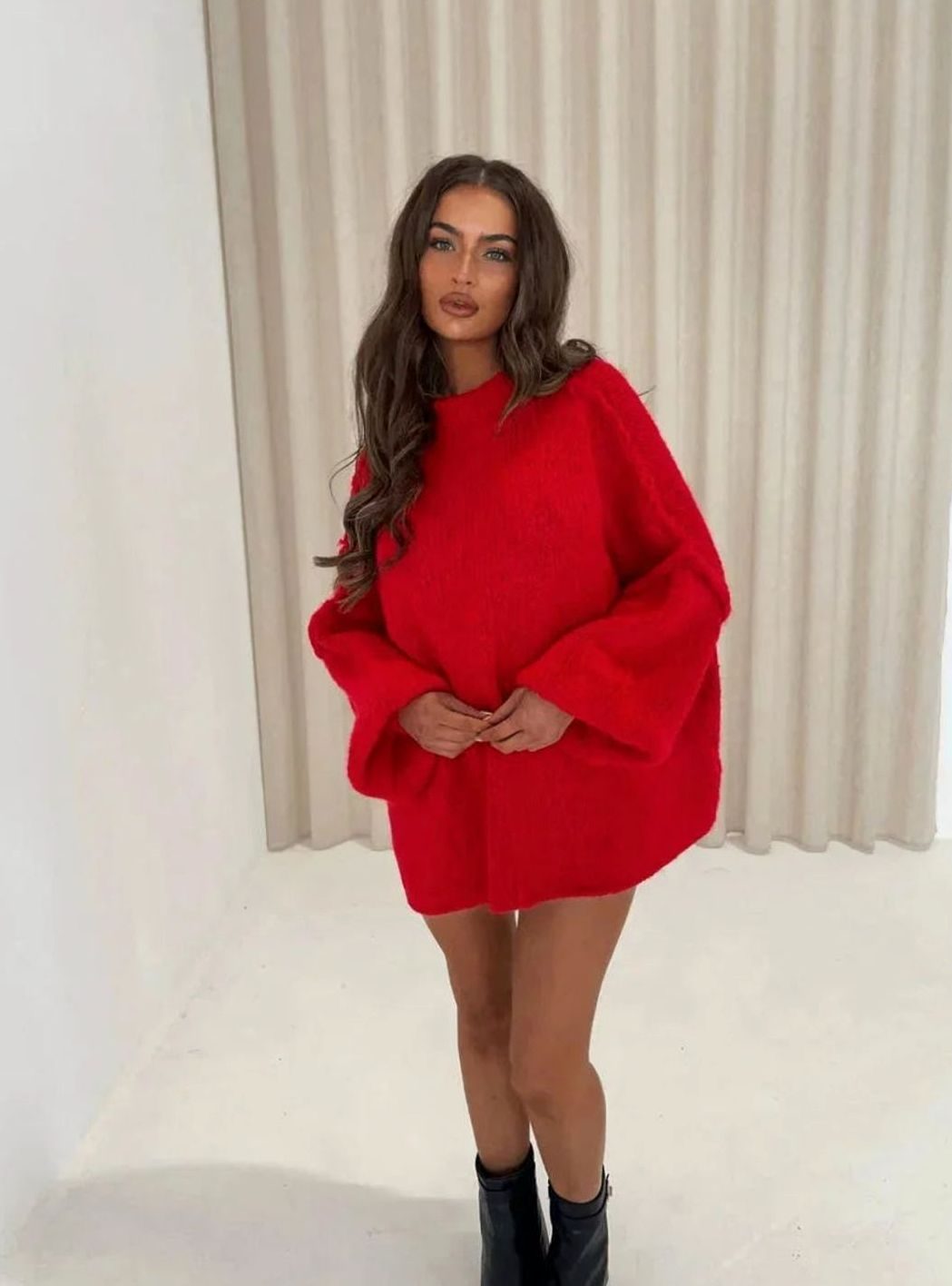 Women's Loose Knit Sweater Mock Turtleneck Pullover