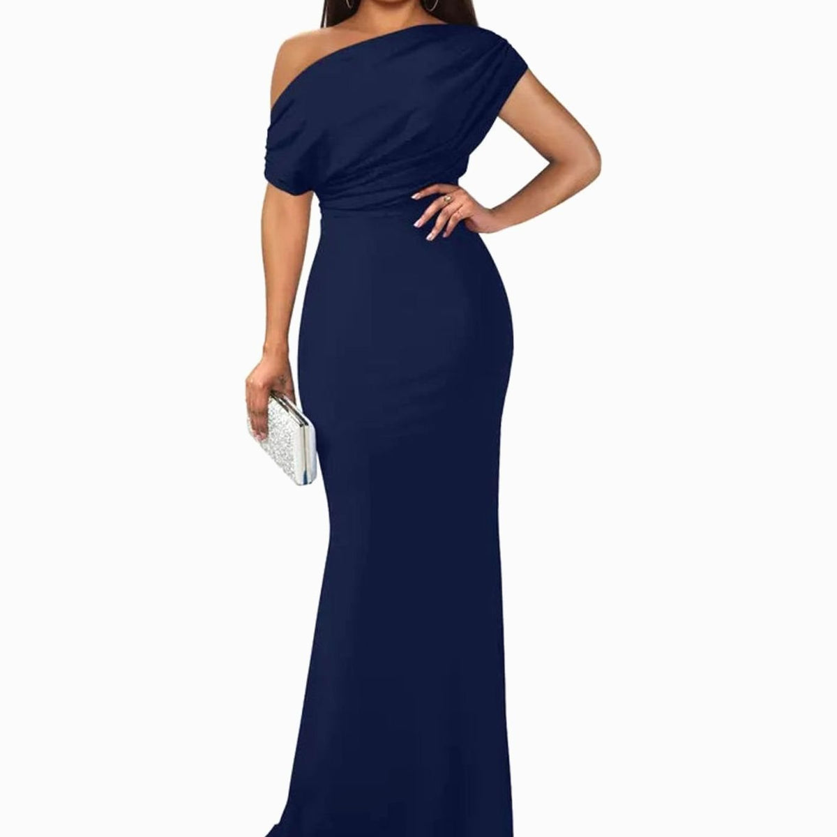 Women's Off-Shoulder Bodycon Floor-Length Formal Evening Dress II - Navy