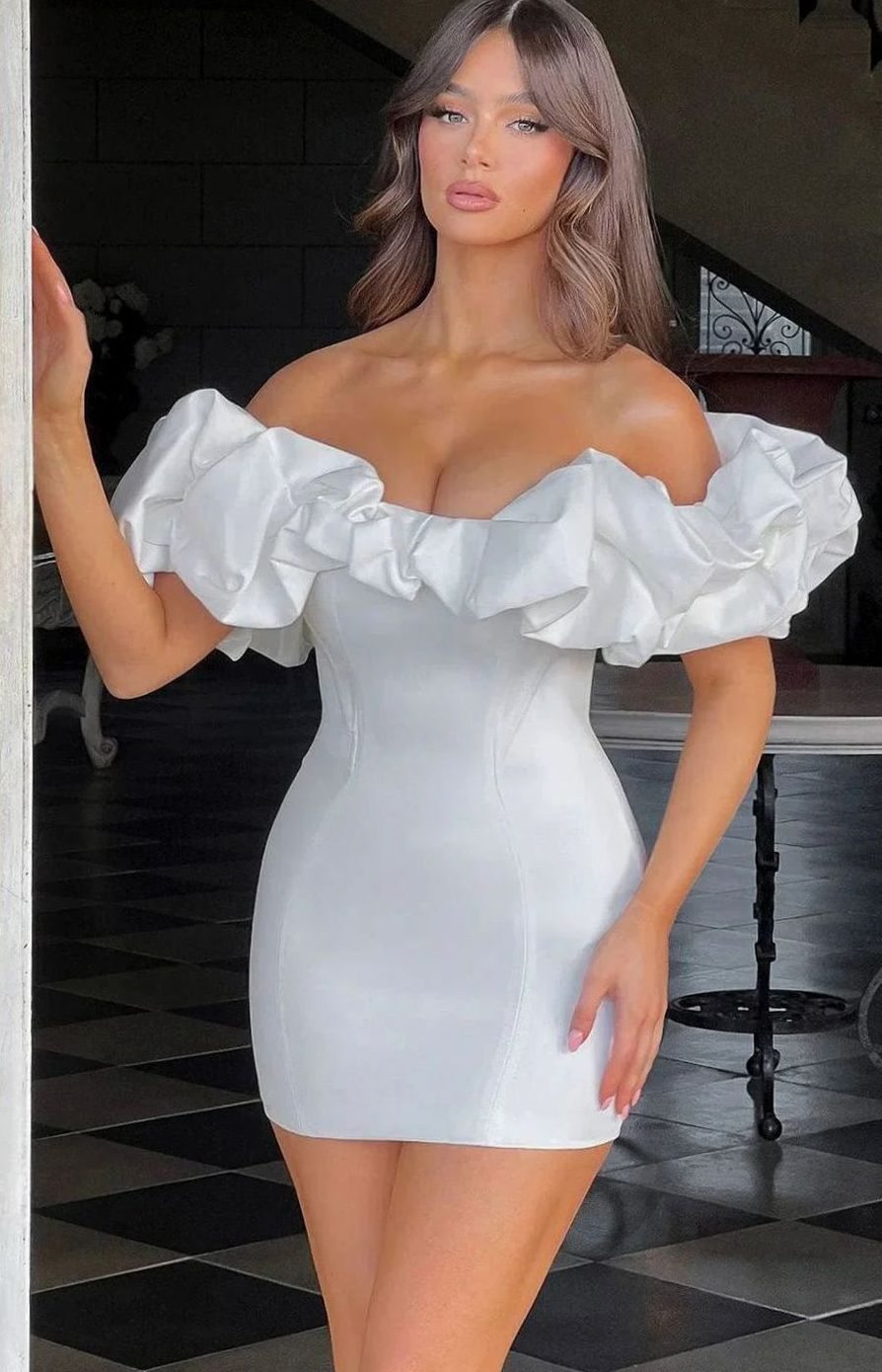 Women's Off-Shoulder Ruffle Formal Mini Dress
