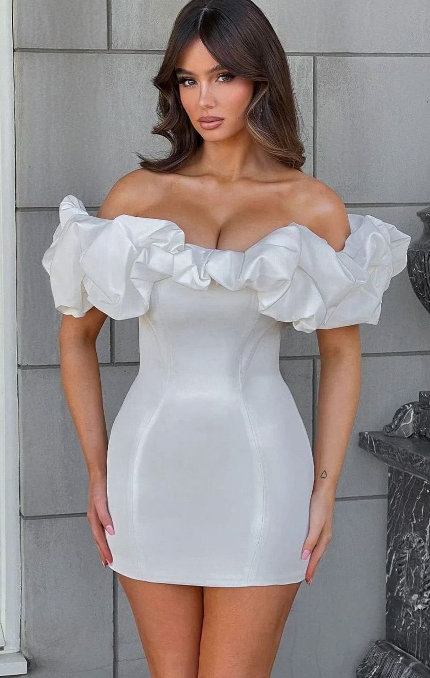Women's Off-Shoulder Ruffle Formal Mini Dress