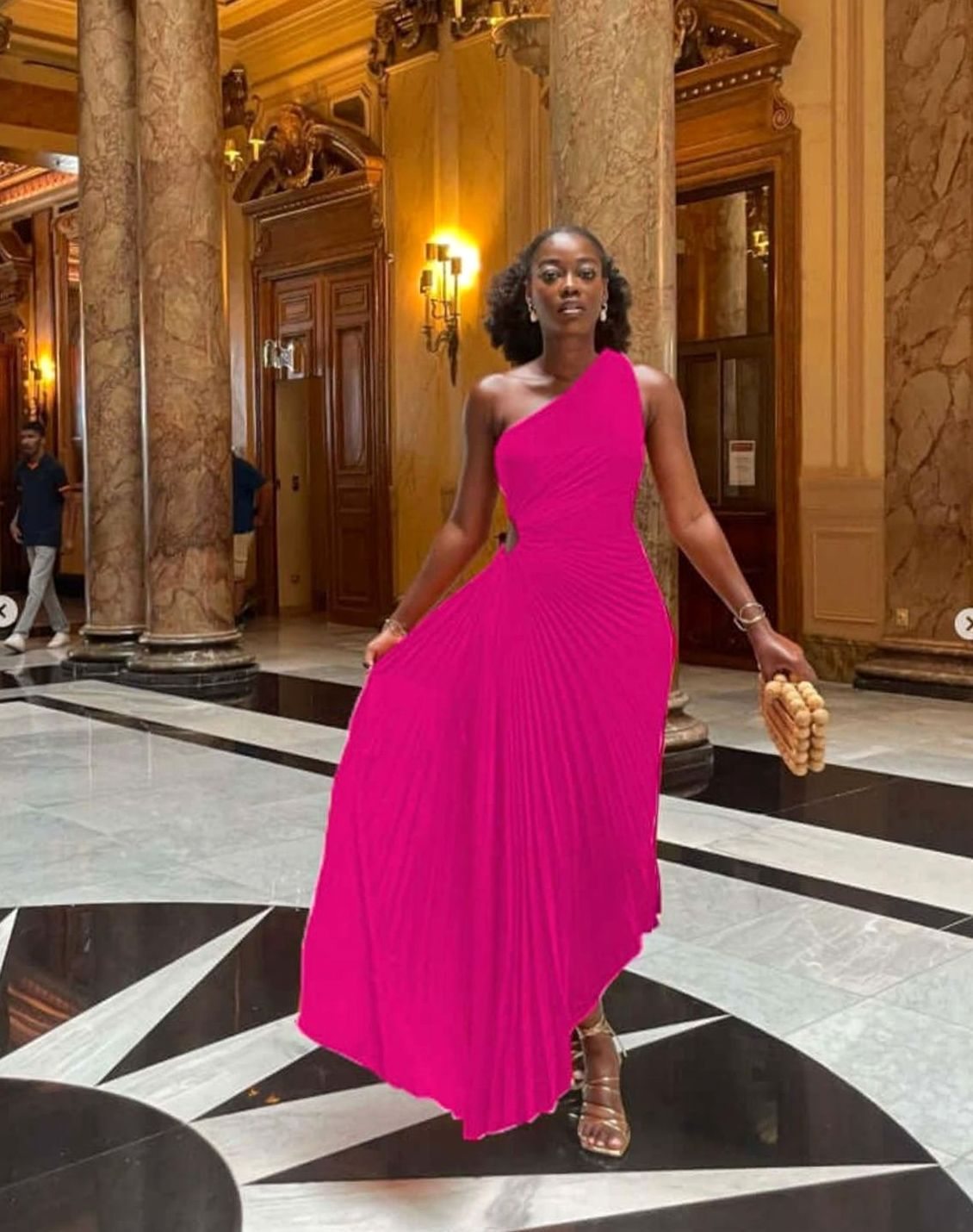 Women's One-Shoulder Pleated Formal Maxi Evening Dress III