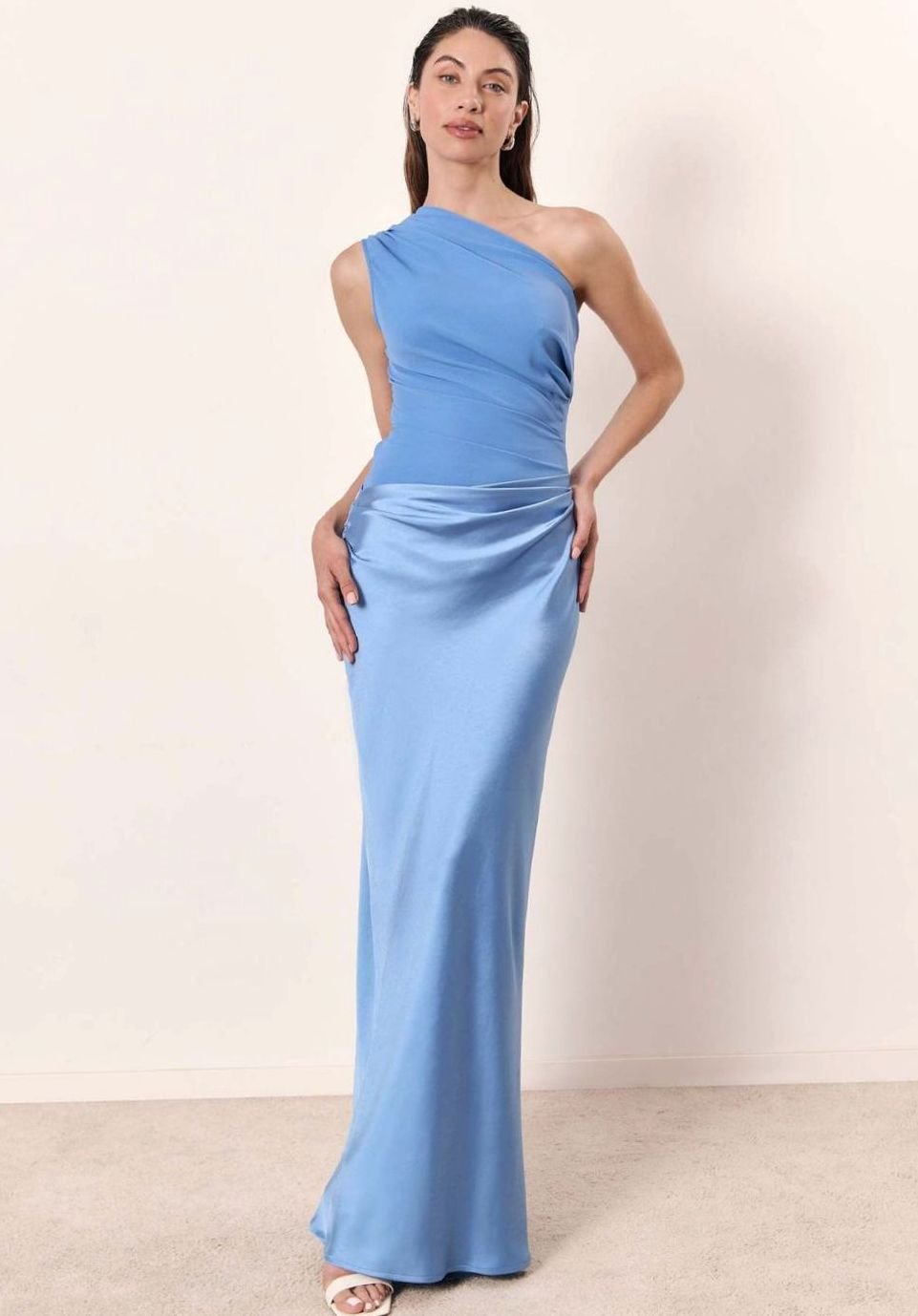 Women's One-Shoulder Ruched Maxi Dress