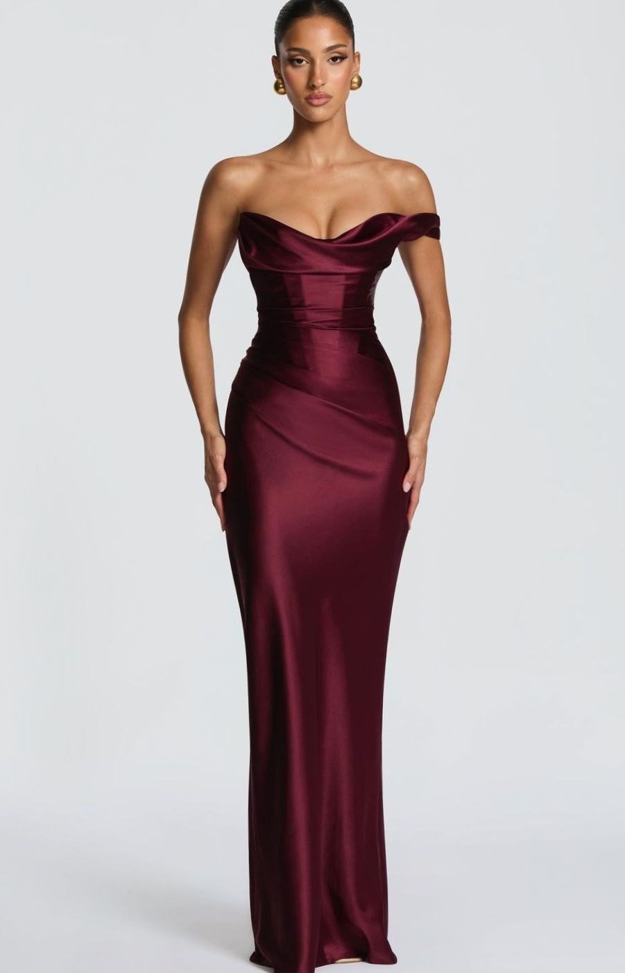 Women's One-Shoulder Satin Fitted Formal Maxi Dress