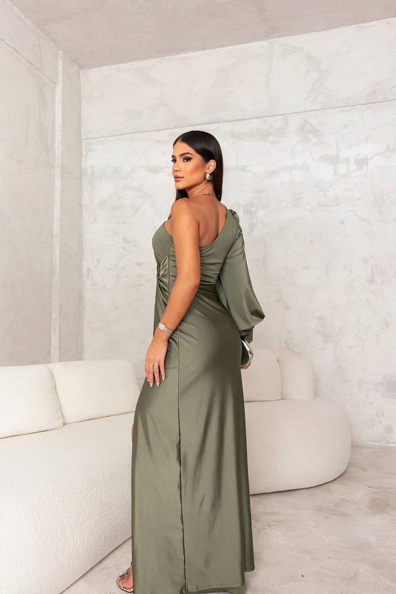 Women's One-Shoulder Satin Maxi Summer Dress Jumpsuit Formal Gown