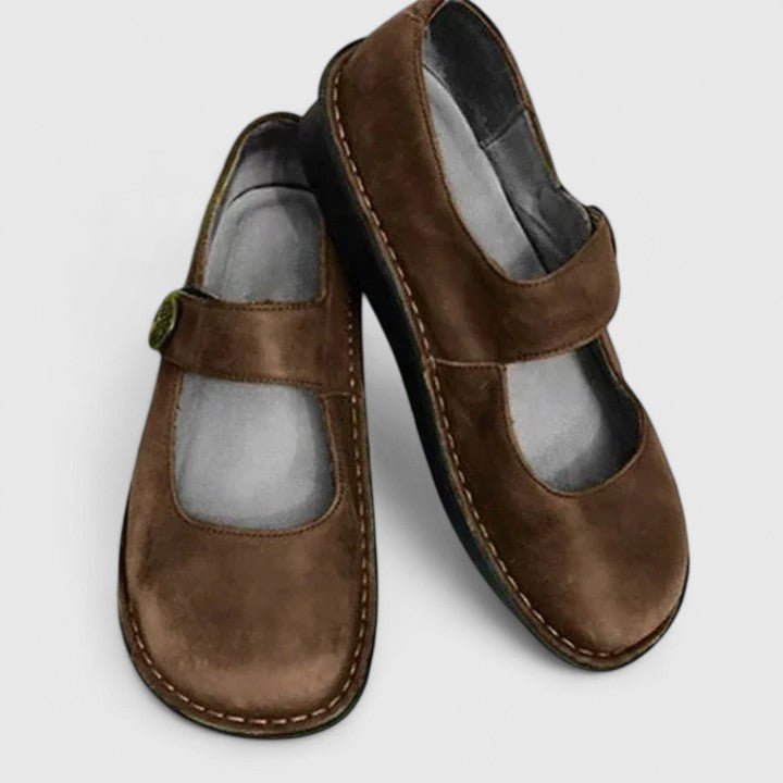 Women's Orthopedic Adjustable-Strap Mary Jane Shoes - Brown