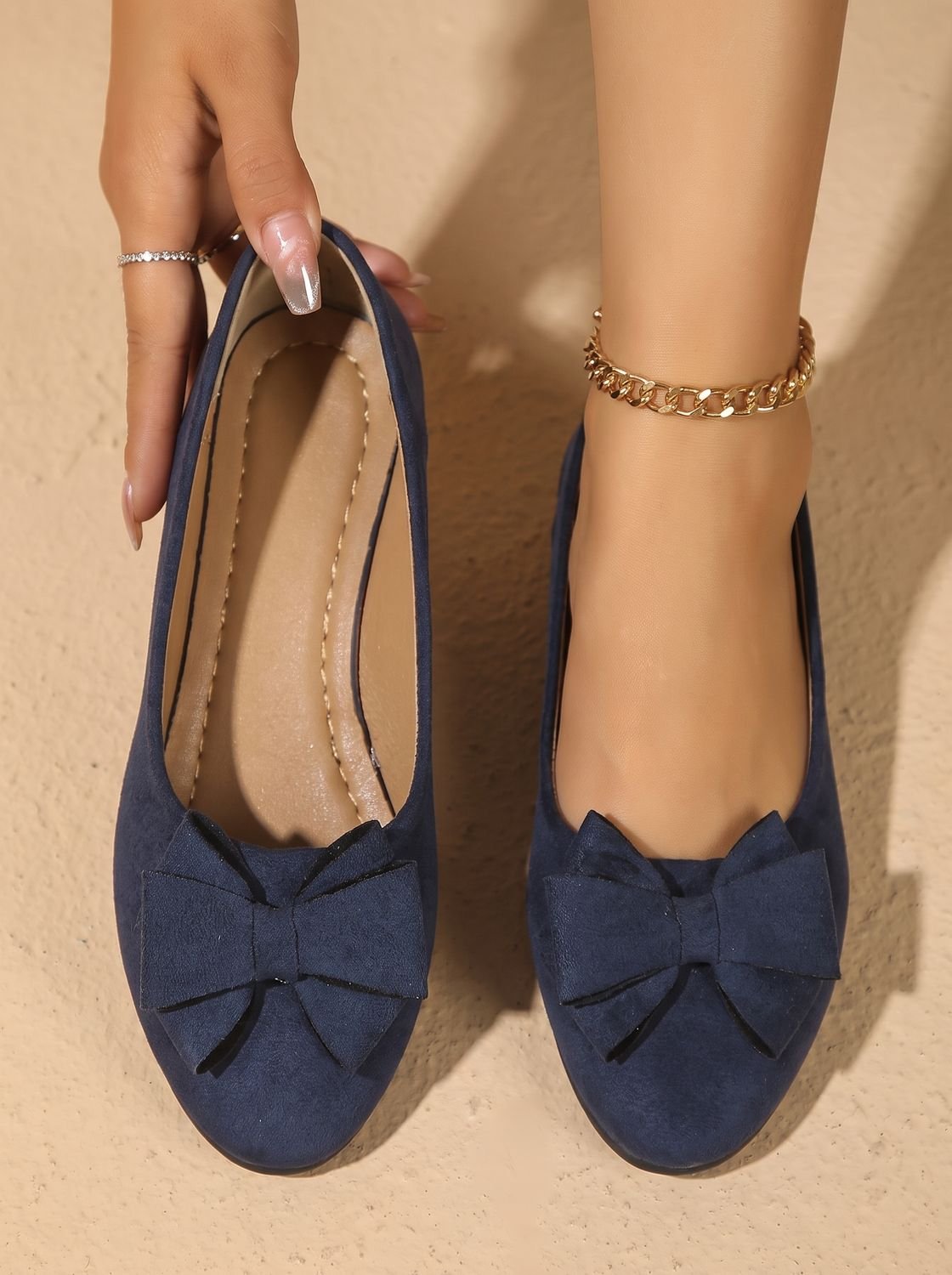 Women's Orthopedic Bow-Detail Suede Ballet Flats