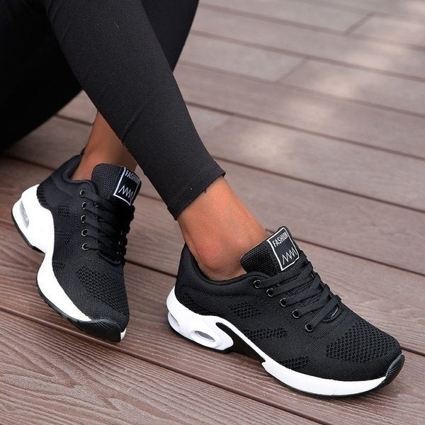 Women's Orthopedic Breathable Mesh Athletic Running Sneakers - Zwart