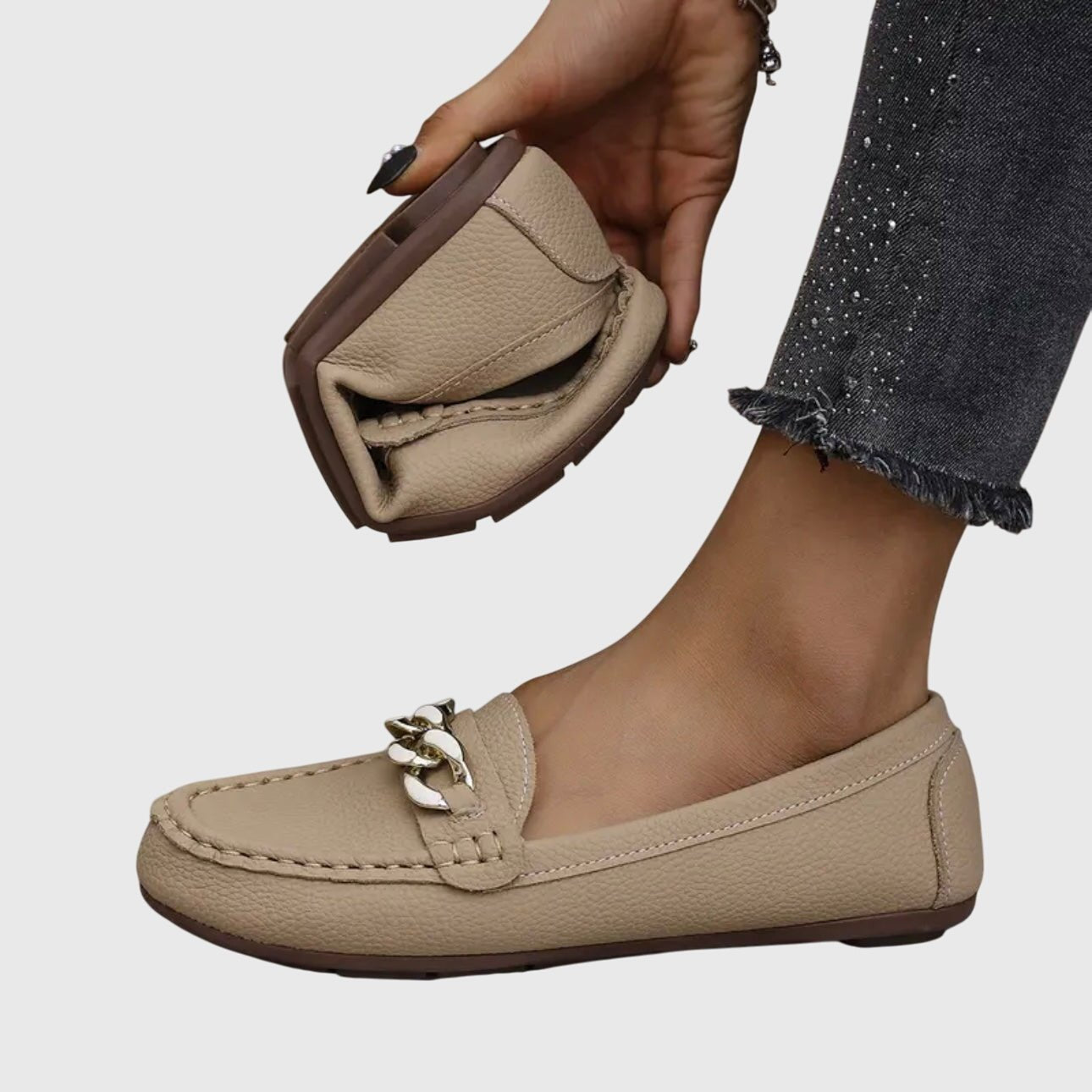 Women's Orthopedic Chain-Detail Slip-On Loafers