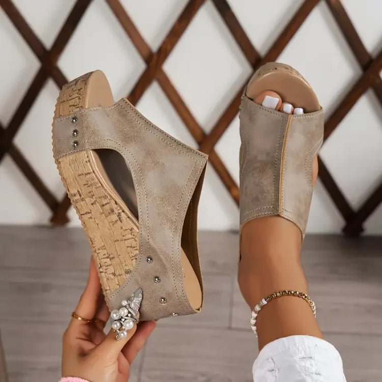 Women's Orthopedic Cork-Sole Platform Wedge Sandals