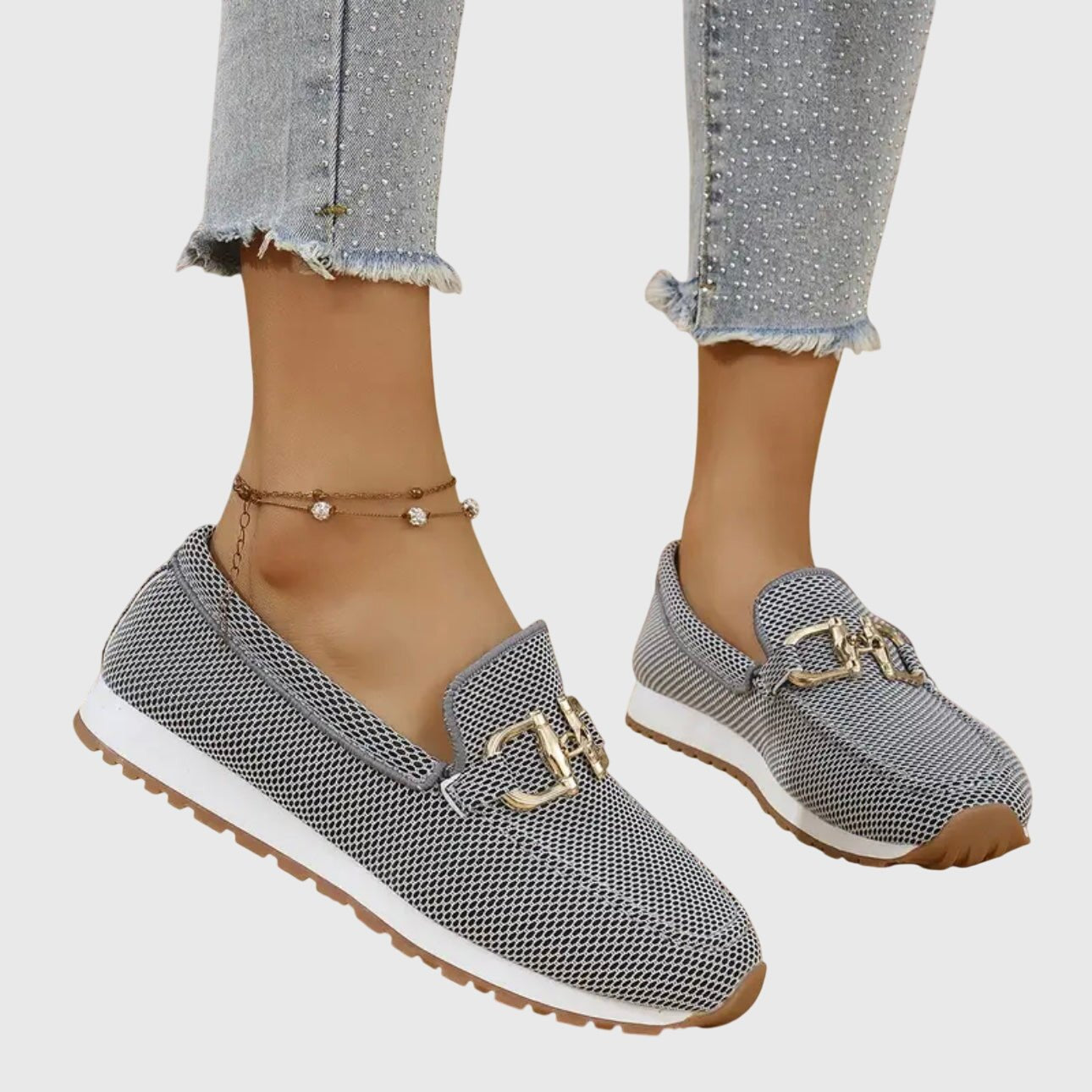 Women's Orthopedic Horsebit Slip-On Loafers - Gray