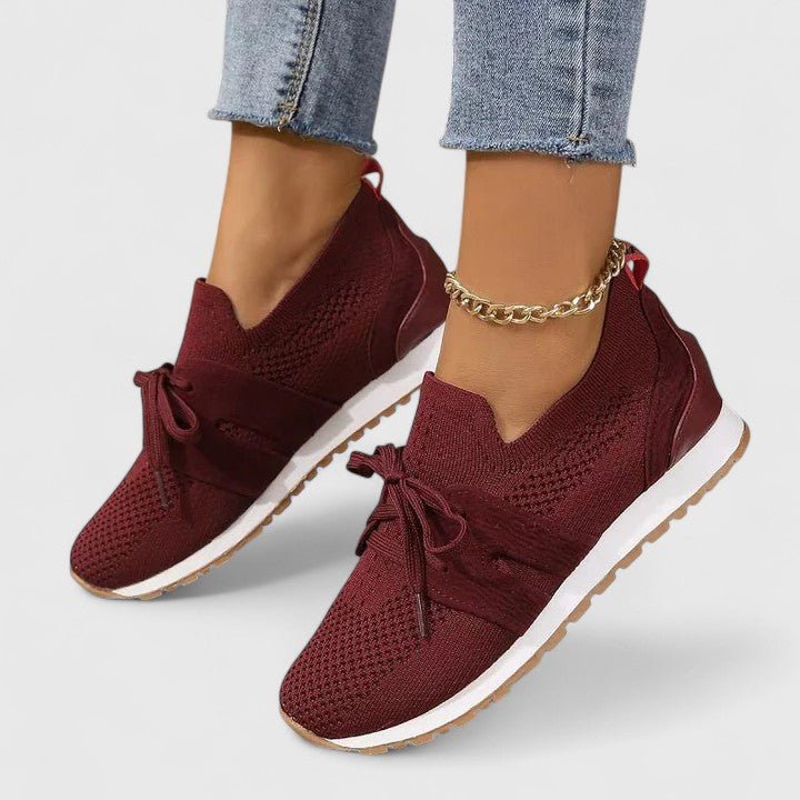 Women's Orthopedic Knit Slip-On Sneakers - Red