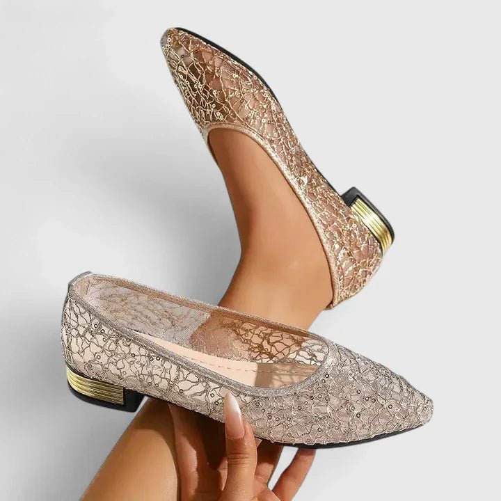 Women's Orthopedic Lace Breathable Slip-On Flats - Gold