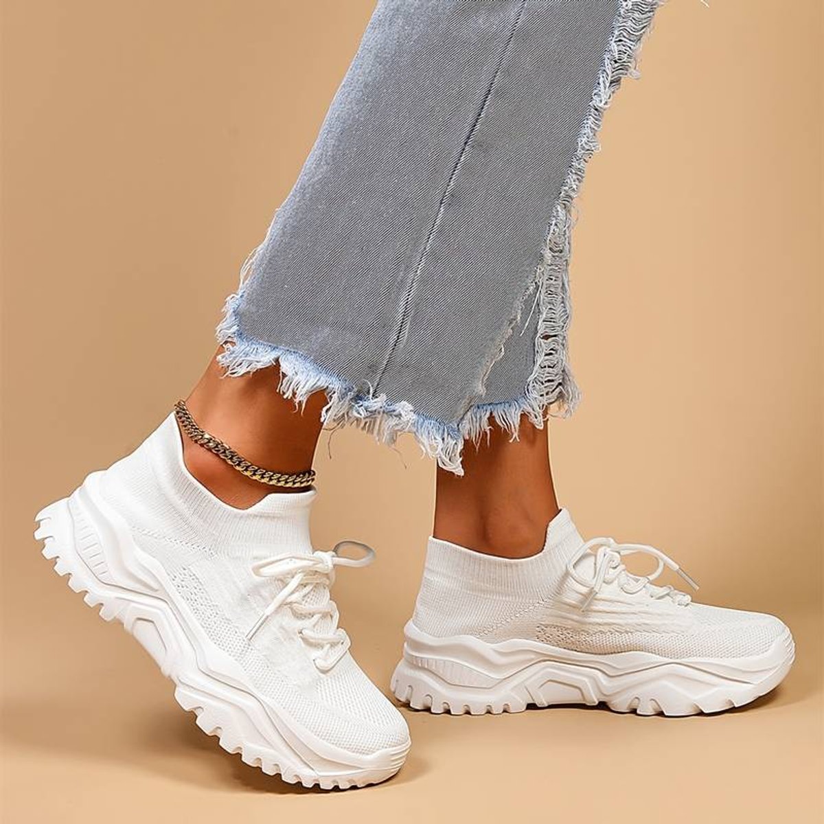 Women's Orthopedic Lace-Up Comfort Sneakers Breathable Knit