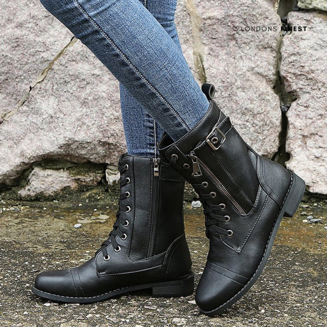 Women's Orthopedic Lace-Up Winter Boots - Black