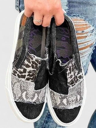 Women's Orthopedic Loafers Slip-On Canvas Animal Print