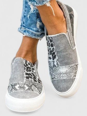 Women's Orthopedic Loafers Slip-On Canvas Animal Print