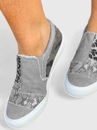 Women's Orthopedic Loafers Slip-On Canvas Animal Print