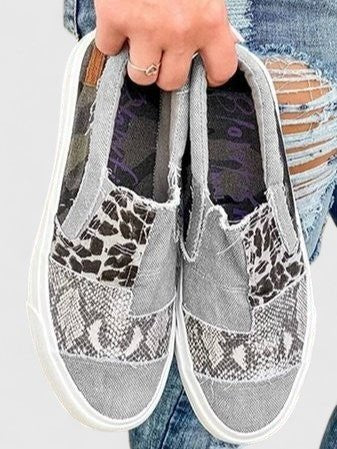 Women's Orthopedic Loafers Slip-On Canvas Animal Print
