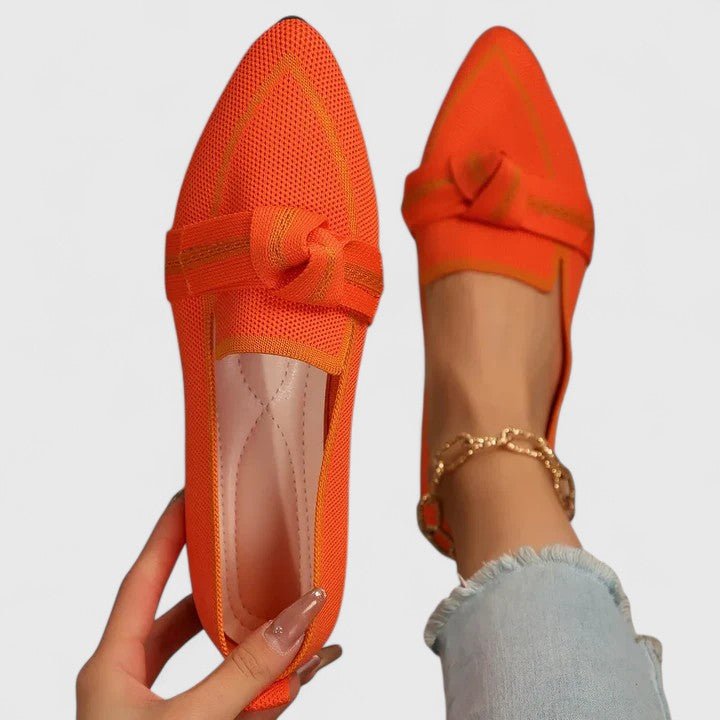 Women's Orthopedic Loafers Slip-On Comfort Bow Detail - Orange